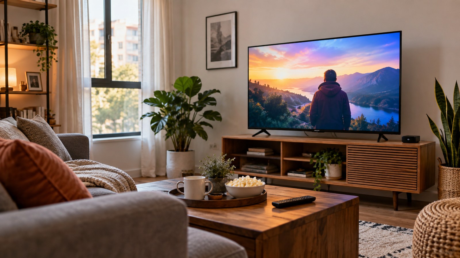 Best LED TVs Under $500 That Don’t Skimp on Quality shown as a realistic home TV setup