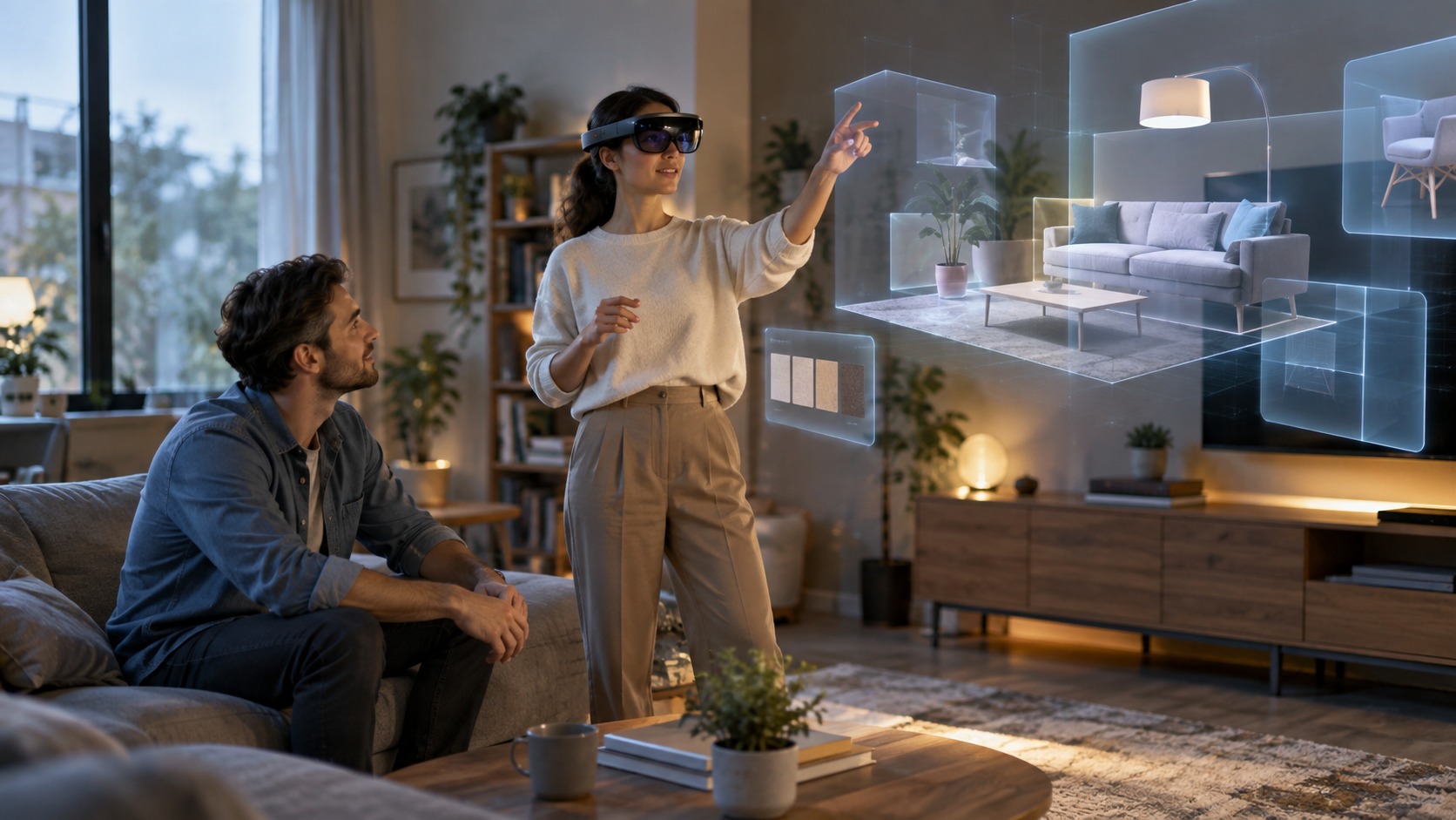 How AR and VR Are Transforming Everyday Smart Spaces shown as an editorial screenspace interior with no readable text