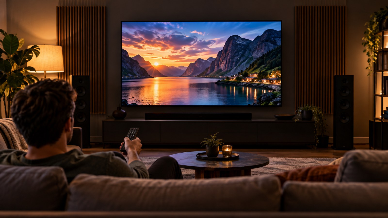 What Are the Best OLED Picture Settings? shown as a realistic home TV setup