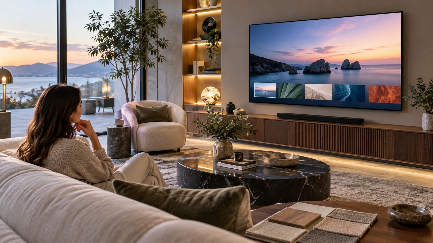 Why Designer-Driven Interfaces Are the Future of Smart TVs shown as an editorial screenspace interior with no readable text